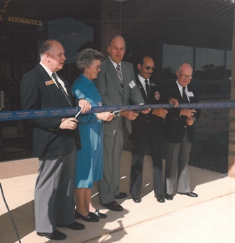 The Ribbon cutting ceremony for the Reston headquarters building, September 1983. (Source: National Model Aviation Museum Archives, AMA Collection #0001.)