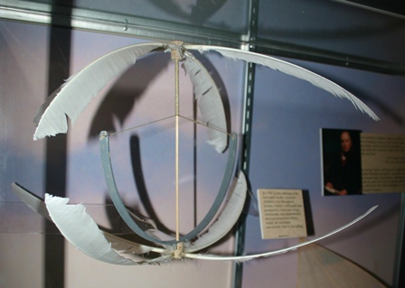 Reproduction of Sir George Cayley's feather blade helicopter.
