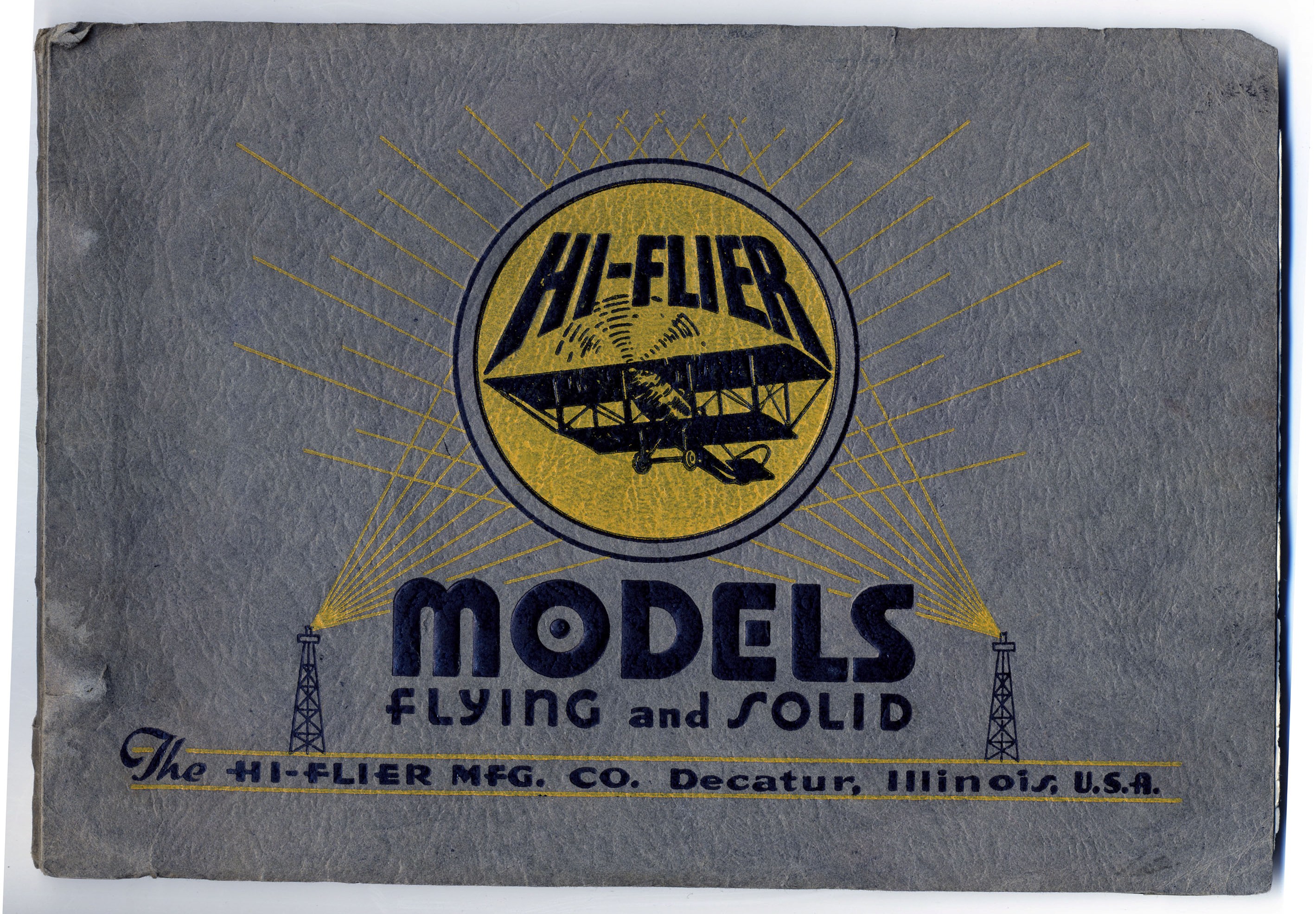 Catalog for hobby shop displays, front and inside page, Hi-Flier Manufacturing Company, c. 1930s-1940s. (Source: National Model Aviation Museum Archives, Manufacturers and Companies Collection #0043) 