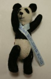 This little bear badge was used to advertise Dolly’s efforts of selling the bears to raise money for the AMA Building Fund (to pay off the Reston, VA building). (Source: National Model Aviation Museum Collection, donated in honor of Dolly Wischer, 2010.53.01.)